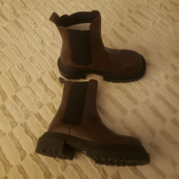 L'INTERVALLE Platform Leather Boots, Brown, Size 38 - Picture 5 of 6